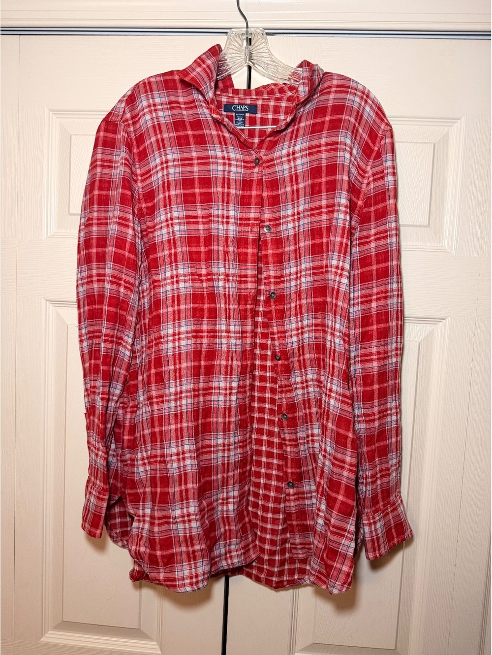 Chaps Women's XL Red Plaid Button-Up Shirt